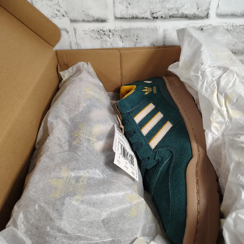 adidas Forum Low CL Causal Aurora Ivy White Green Yellow JQ2656 Men's Size 9.5